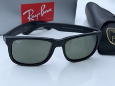 NEW Ray-Ban RB4165 601/71 JUSTIN Polished Black G-15 Green Sunglasses 54mm