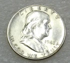 1948 D Franklin Half Dollar AU Frosty Bright Luster in saflip #V346