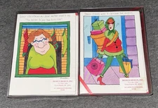 Murray Design Christmas Cards With Envelopes Old Lady Shopping Spree Mother Lot