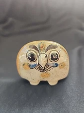Jorge Wilmot Signed Tonala Owl Figurine Mexican Folk Art Pottery 2" "W"