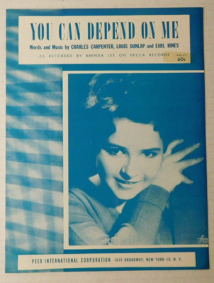 SHEET MUSIC Brenda Lee ''You Can Depend on Me''  1932