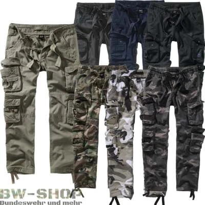 BRANDIT HOSE PURE VINTAGE SLIM FIT NEU CARGOHOSE LANG BW ARMY OUTDOOR CARGO