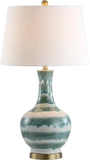 JYL3054A Tucker 30.5" Striped Ceramic/Metal LED Table Lamp Contemporary Transiti