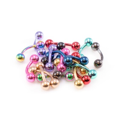 Wholesale 10Pk Eyebrow Rings Curved Barbell Ion Plate Titanium Tragus Rook 16G