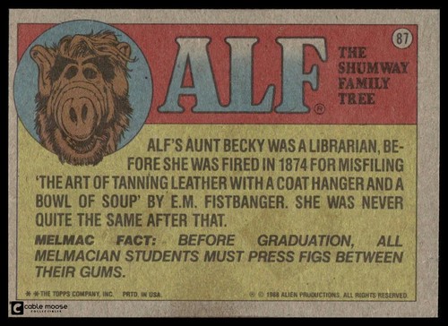 1987-1988 Topps ALF Series 1 & 2 -Pick A Card- Base, Stickers, & Bouillabaseball - Picture 175 of 337