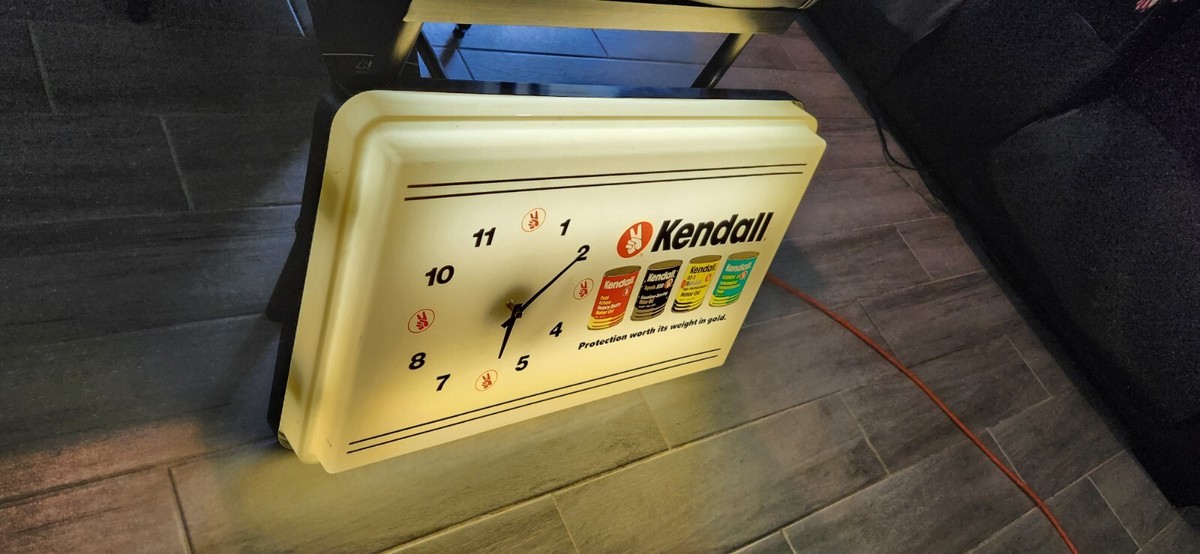 Vintage Kendall Motor Oil Lighted Garage Clock | eBay