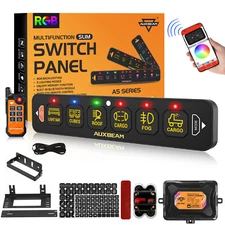 AUXBEAM 4/6/8 Gang RGB Slim Switch Panel Toggle LED Light Circuit Relay System
