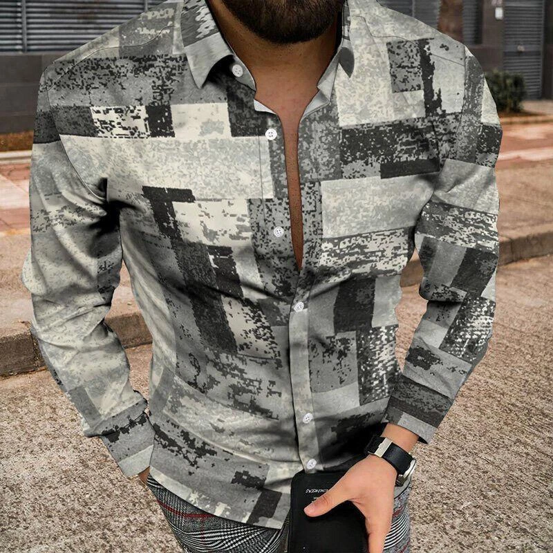 Camisa De Manga Larga Con Estampado De Calavera Y Bandera Americana Para Hombre
