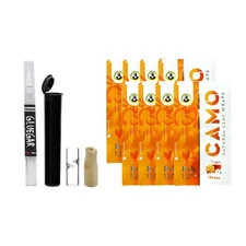 Camo Natural Leaf- 8 Pack Honey - Bundle with GlueGar OG 3ml, Glass &Wood Tip