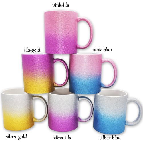 Glitzer Tasse beidseitig mit Namen / 6 verschiedene Farben / Namenstasse / Blume - Bild 2 von 18