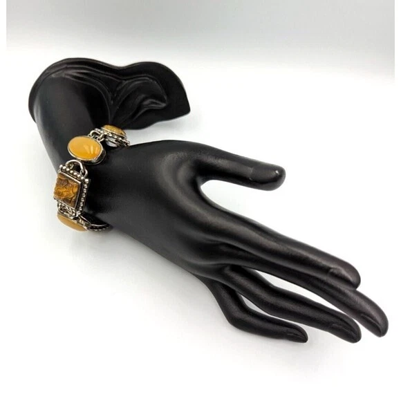 Pulsera WHITNEY KELLY 925 Plata Vintage Ojo de Tigre Jaspe y Multipiedra Foto 4 de 4