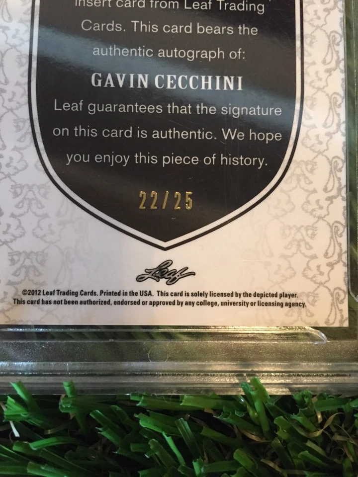 2012 LEAF VALIANT GAVIN CECCHINI PRISMATIC PURPLE REFR. AUTO RC #D /25 WBG 10 - Image 4 of 4