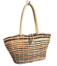 Borsa a tracolla in paglia borsetta donna multicolore tessuto marrone beige marrone borsetta