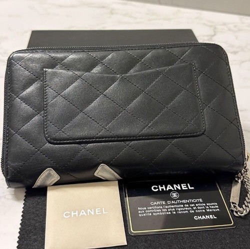 CHANEL Wallet Long Wallet Cambon Line Lambskin Coco Mark Round Zipper Women s - Picture 2 of 8
