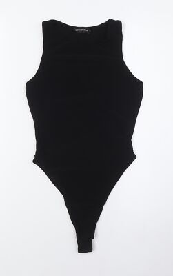 PRETTYLITTLETHING Damen schwarz Polyester Body Einteiler Größe 8 Druckknopf