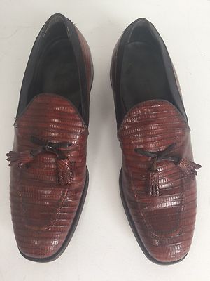 Vintage Mens FootJoy Classic Genuine Lizard Brown Tassel  display picture 3