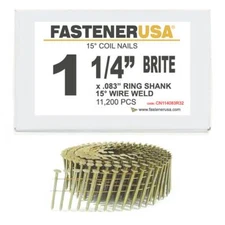1-1/4" x .083 RING BRITE COIL NAILS 15-DEG WIRE 11,200ct | CN114083R32