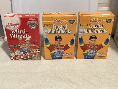 Lot of 3 Jeff Gordon 1990's Kellogg's Frosted Mini-Wheats Cereal Boxes Empty