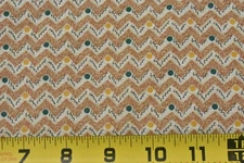 By 1/2 Yd, Vintage, Brown & Cream Chevrons, Purple & Yellow Dots, Springs, V272