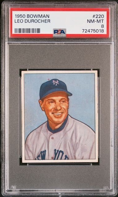1950 Bowman #220 LEO DUROCHER PSA 8  HOF