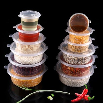 100X Disposable Food Storage Containers Transparent Sauce Cup With Hinged Li d
