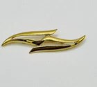 Crown Trifari Brooch Pin Vintage Abstract Gold Tone Statement Estate Jewelry