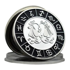 Libra Lucky Coin 12 Constellation Metal Inlaid Crystal Silver Coin Collectible