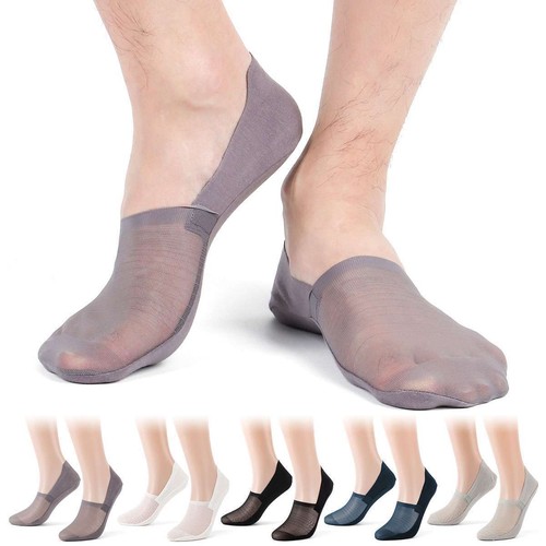 Men Invisible No Show Nonslip Loafer Low Cut Solid Ice Silk Boat Summer Socks - Picture 2 of 14