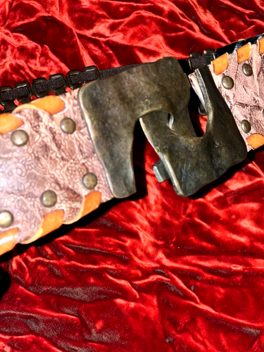 Suzi Roher Belt W/ Brass Metal Buckle And Leather - 41 Inches - Picture 2 of 10