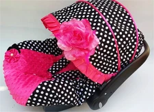 baby car seat cover canopy cover set fit most seat white black dots minne dots