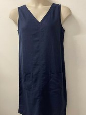NEXT Ladies Twin Pocket Linen Blend V Neck Shift Dress 4 Colour Size 8-24 RRP£26