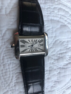 Cartier Tank Divan Large Steel Silver Roman Dial Automatic Watch