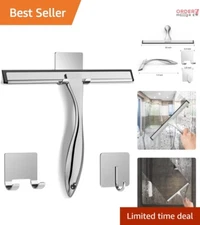 Luxury Stainless Steel Shower Squeegee with Hooks - Streak-Free Shine Every Time