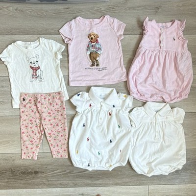 Polo Ralph Lauren Baby Girl Clothing Lot 6pc Size 6-9M Polo Bear Pony