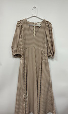 Women's Vivere Mila Long Stripe Dress in Brown / Cream Size UK 12