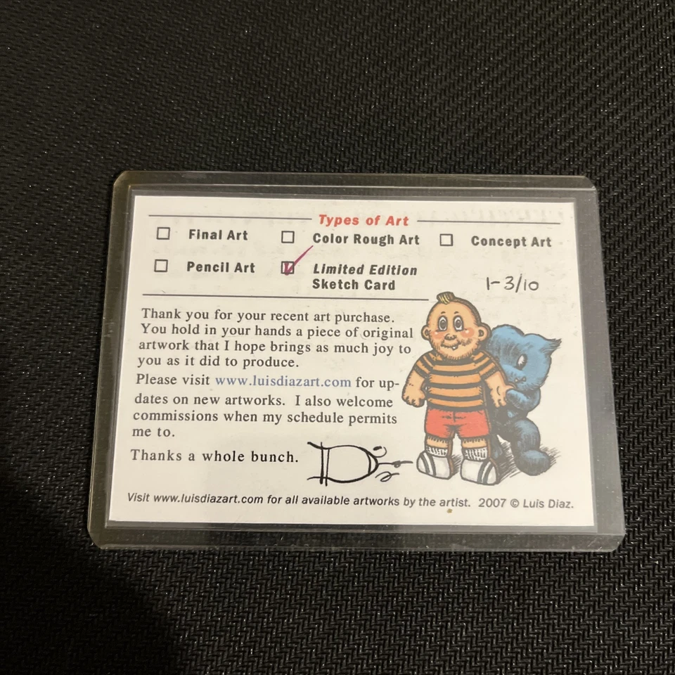 GARBAGE PAIL KIDS PARODY 2006 Luis Diaz Art SKETCH Card, Adam Bomb - Image 4 of 4
