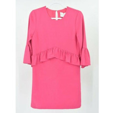 Charles Henry Shift Dress Womens XS Pink Peplum Layered Bell Sleeve