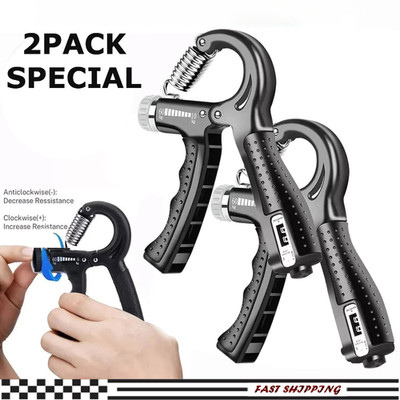 2 Hand Grip Strengthener Power Trainer Gripper Strength Adjustable Gym Exerciser