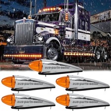 5x Torpedo 17-led Cab Marker Roof Clearance Top Lights Rv Truck Trailer Amber