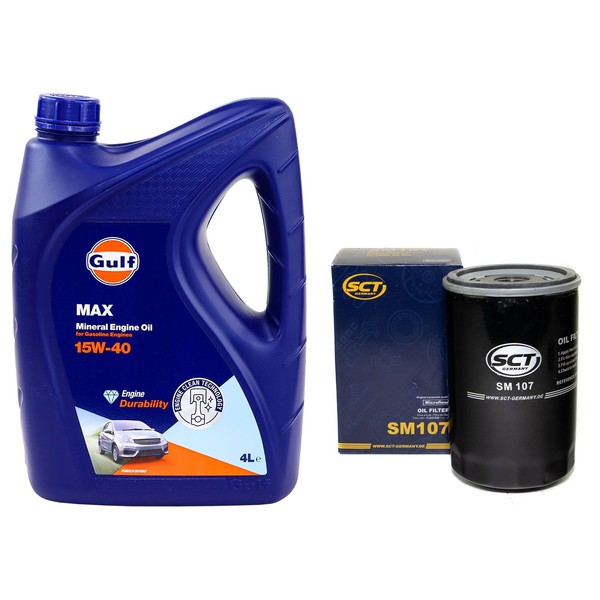 MotoröL Set Gulf Max 15W-40 4 Liter + ÖLfilter FüR Audi 80 Seat VW Polo Passat-image