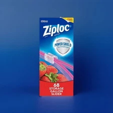Ziploc Gallon Food Storage Slider Bags, Power Shield Technology, 68 Counts