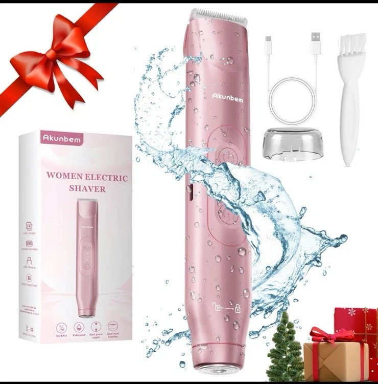 Akunbem Women Electric Shaver Bikini Trimmer 2-in-1 Pink