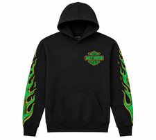 Harley Davidson Men's Skully McGee Pullover Fleece Flames Hoodie new