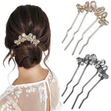 2Pcs U Shaped Hair Pins, French Hair Pins, Pearl Hairs Pin U Shaped for Buns,...