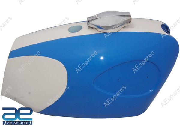 BSA B25 B44 Star Fire Kraftstofftank Blau Weiß Stahl Front Mit Deckel Ecs-image