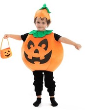 Halloween Pumpkin Costume for Kids - Toddler Dress Up Outfit with Basket, Party