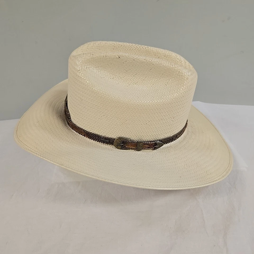 Винтажная ковбойская шляпа ручной работы Stetson Formosan размер 7 1/8 дюйма с ремешком из перьев на заказ - Изображение 2 из 4