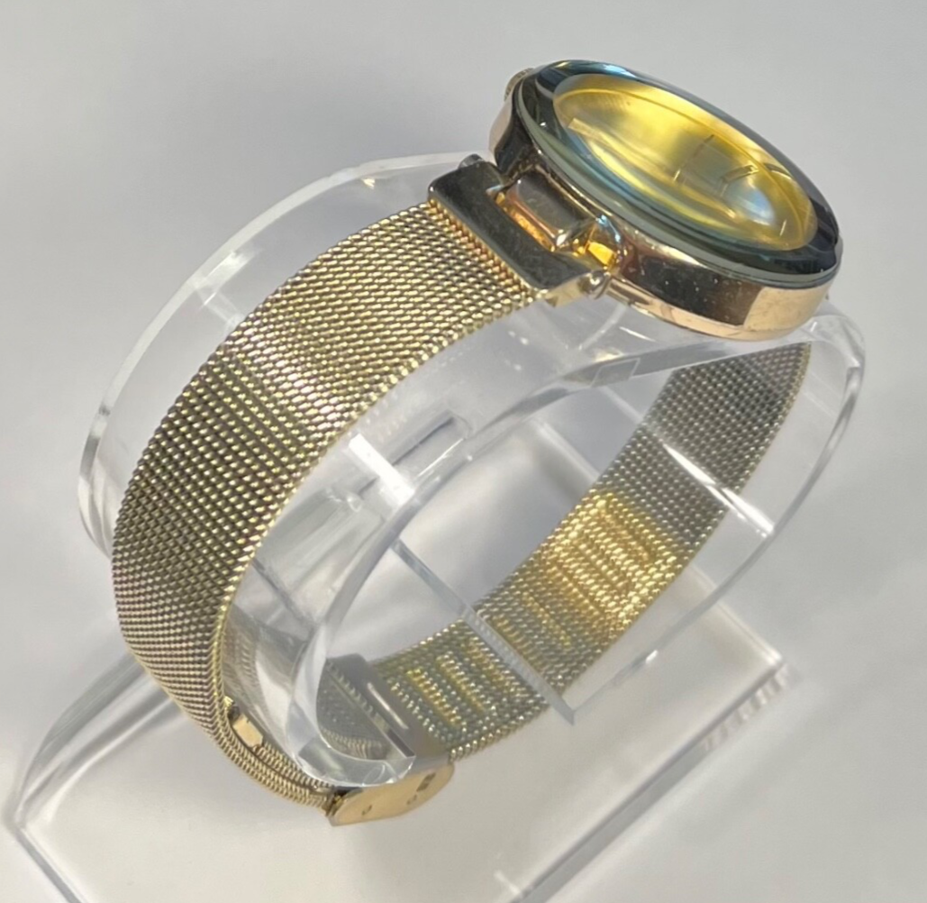 Montre Femme Vintage Annie Klein - Boîtier Argent 38mm - Cuir Marron - Étanche 30m - Avec Pile Neuve