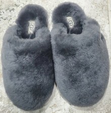 NEW WITHOUT BOX UGG FLUFF MODEL GRAY SOFT LAMB FUR LINED SLIPPERS WOMEN'S SZ US6