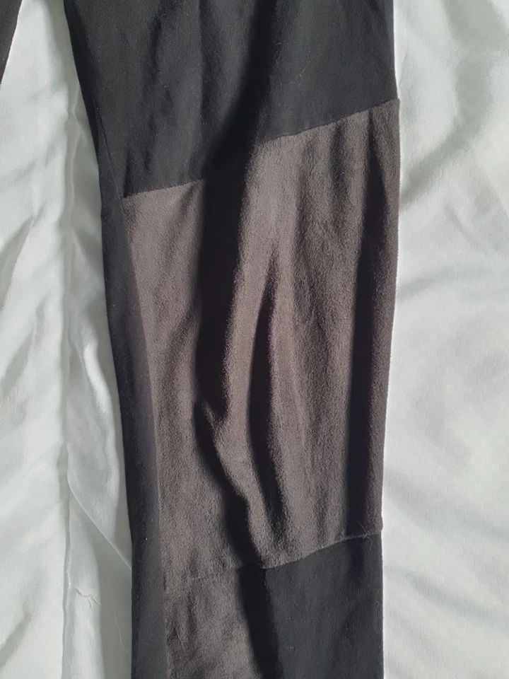 H&M Ladies Black Leggings With Suede Knees Size 12 - Image 2 of 4